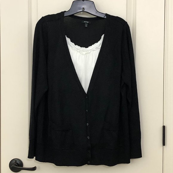 Apt. 9 Sweaters - 😍Apt. 9 Black Sparkle Long Sleeve Cardigan - 1X😍